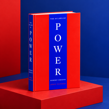 The 48 Laws of Power hardcover in a clean red and blue studio
