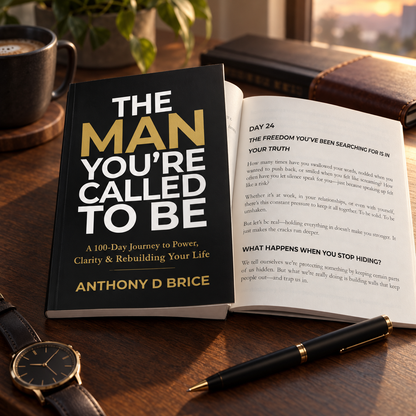 Built to Rise men's book open on a desk