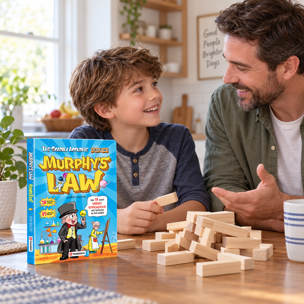 Father and child discussing setbacks with Murphy's Law for Kids