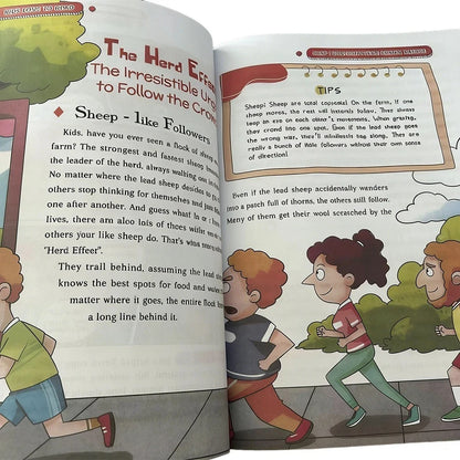 Illustrated inside pages explaining the herd effect