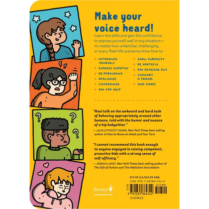 Back cover showing social skills taught in What Can I Say